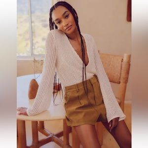 Elevated Standard Ivory Knit Long Sleeve Bodysuit Size S